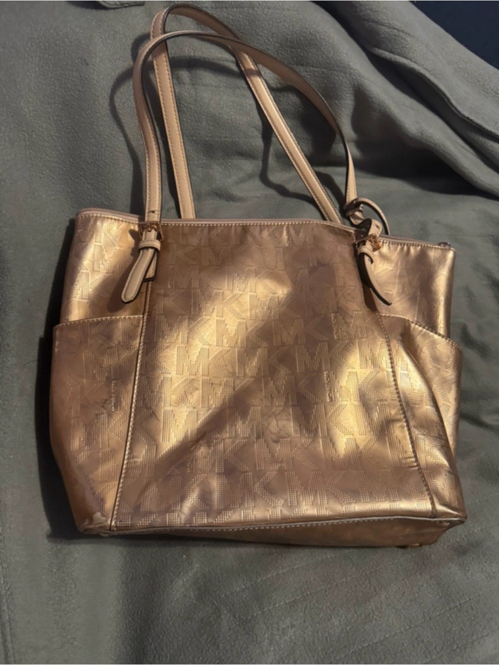 Michael Kors Metallic Rose Gold MK-Logo Tote
